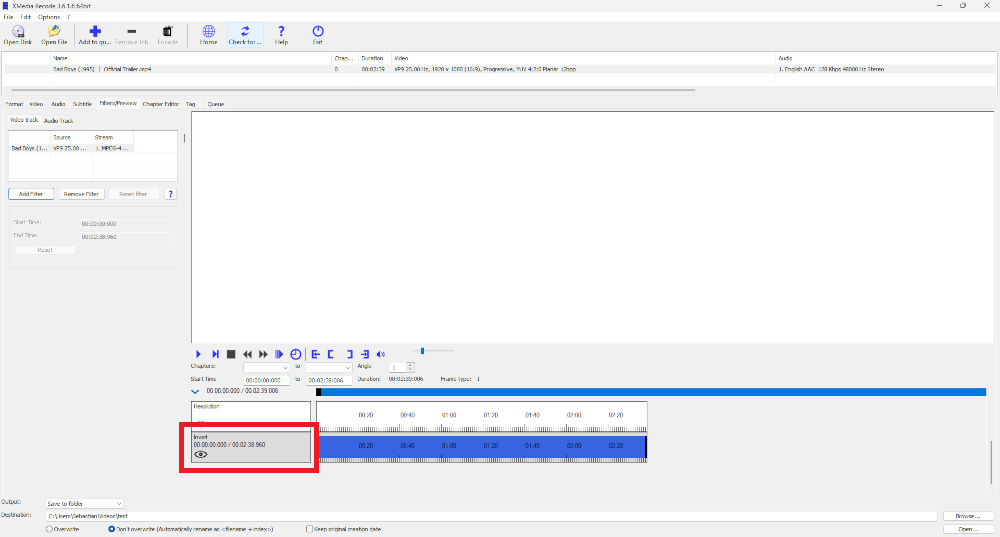 Invert filter setting