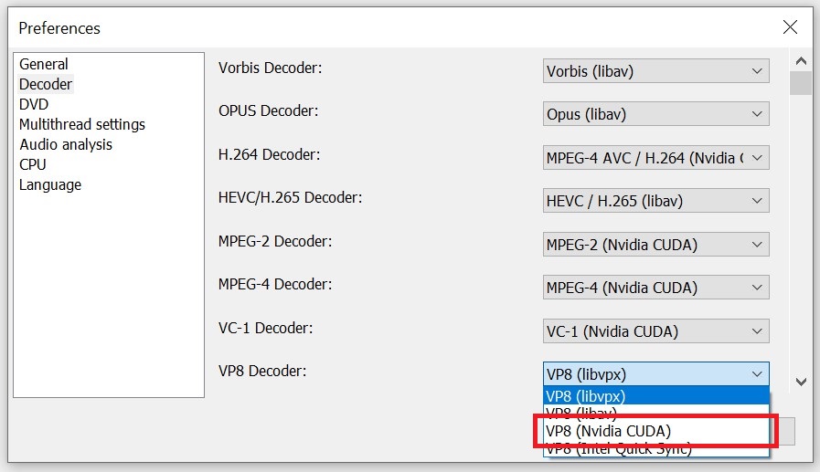 CUDA / GPU-Beschleunigten  VP8-Decoder