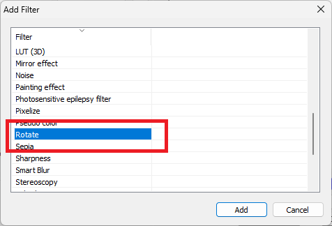 add Rotate Filter