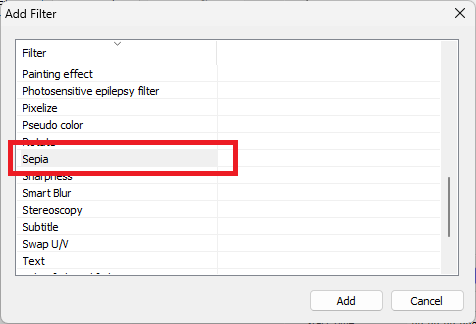 add Sepia Filter