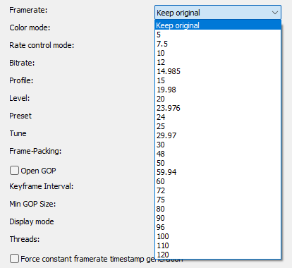 H.264 codec: Framerate