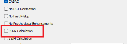 H.264 codec: PSNR