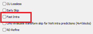H.265 Codec Fast Intra Settings