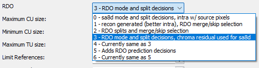 H.265 Codec RDO Settings