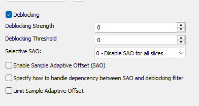 H.265 Codec: Deblocking Settings