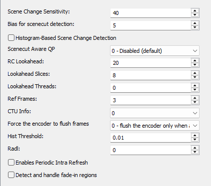 H.265 - Codec: Slice Decision Settings