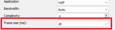Opus Codec: Set Frame size