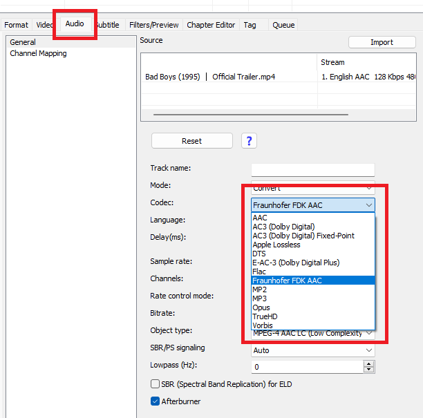 Make changes to the audio codec