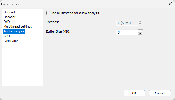 Audio analysis setting