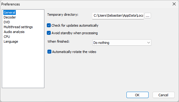 XMedia Recode General Settings