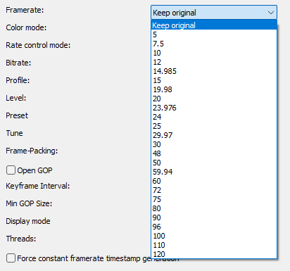 video codec framerate