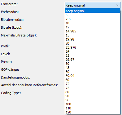 AMD AMF H.264-Codec Framerate Einstellungen