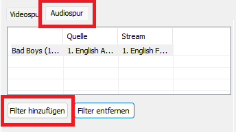 Audio Filter auswählen