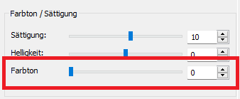 Einstellung Farbton