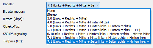FDK AAC: Audiokanal-Modus