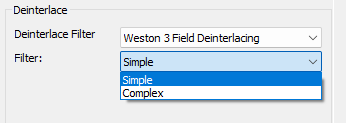 Weston 3 Field Deinterlacing: Filter setting