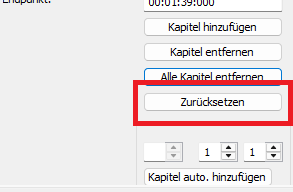 XMedia Recode: Kapitelliste Zurücksetzen