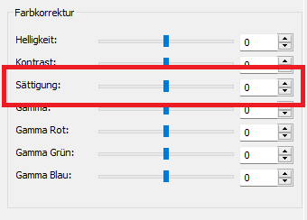 Farbkorrektur Sättigung Einstellungen