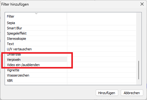 Verpixeln Filter hinzufügen