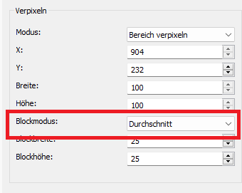 Verpixeln Filter Modus definieren