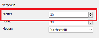 Verpixeln Filter Breite definieren