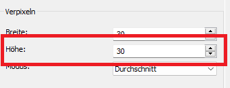 Verpixeln Filter Höhe definieren