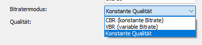 Vorbis Codec: Bitrate-Kontrollmodus Einstellung